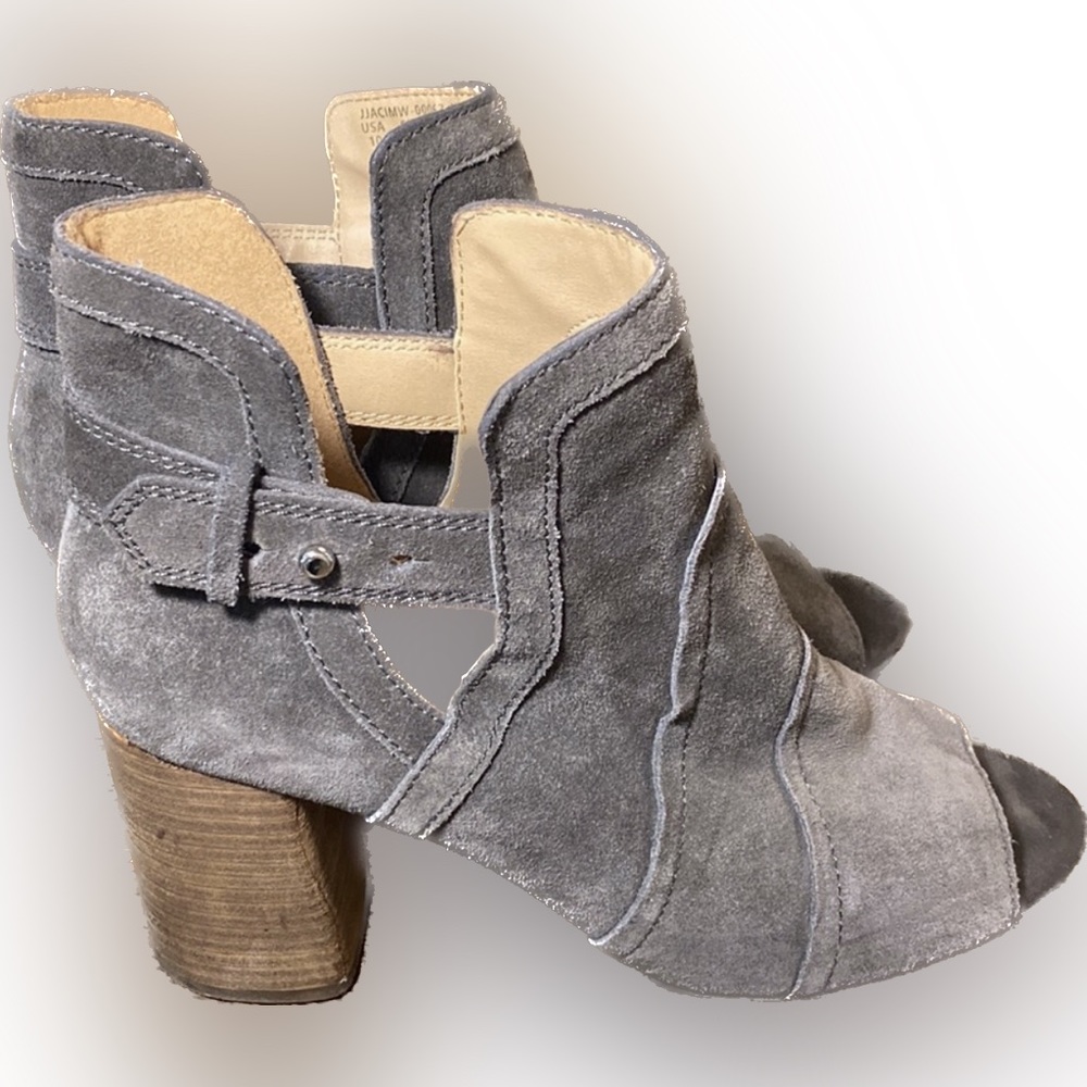 Joe’s Jeans Cassia Blocked Heel Suede Bootie In Dark Grey Size: 10